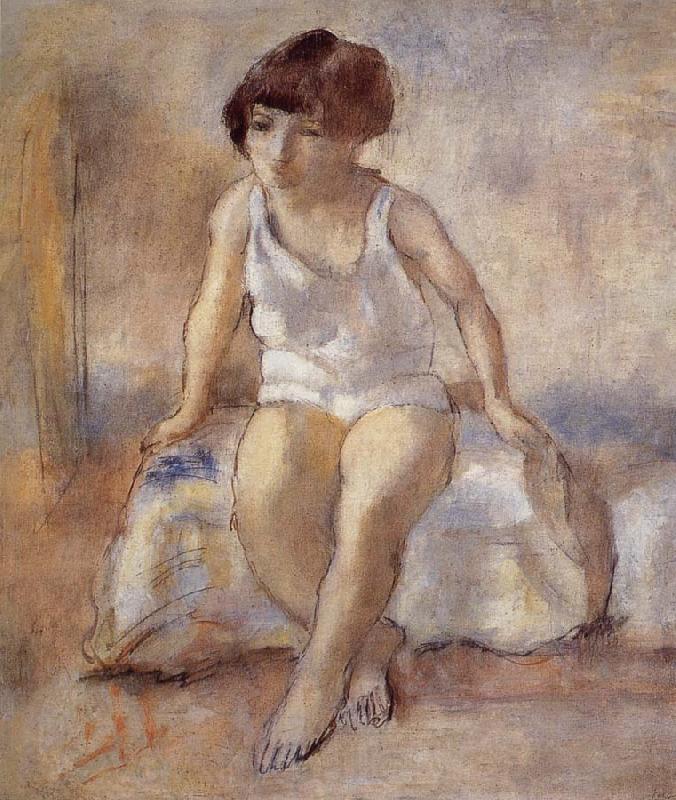 Jules Pascin The maiden wear the white underwear from French Spain oil painting art